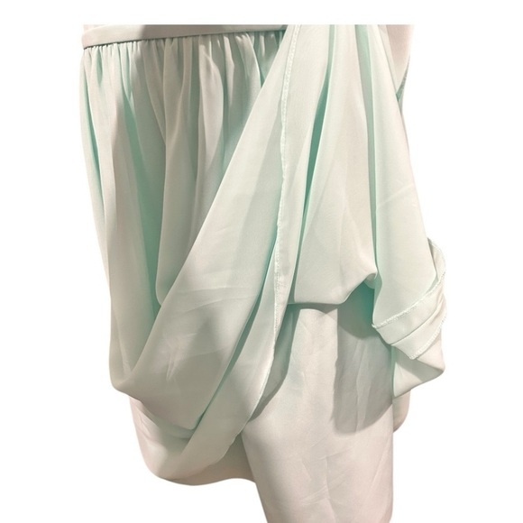 ALFRED ANGELO AQUA MINT CHIFFON LACE BRIDESMAID PROM PARTY DRESS 12 NWT - Picture 7 of 10